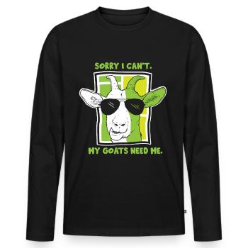 Malheureusement, mes chèvres n’ont pas besoin de moi animal - T-shirt manches longues Premium bio Homme - noir - Devant - Nico (187cm)