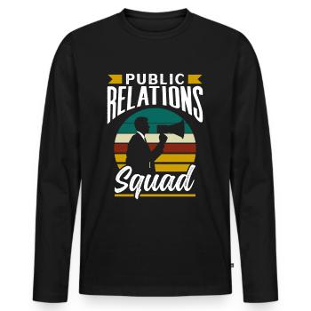 Public Relations Team PR Öffentlichkeitsarbeit - Men's Premium Organic Long Sleeve Shirt - black - Front - Nico (187cm)
