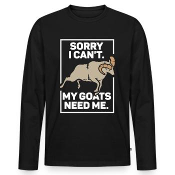 Malheureusement, mes chèvres n’ont pas besoin de moi animal - T-shirt manches longues Premium bio Homme - noir - Devant - Nico (187cm)