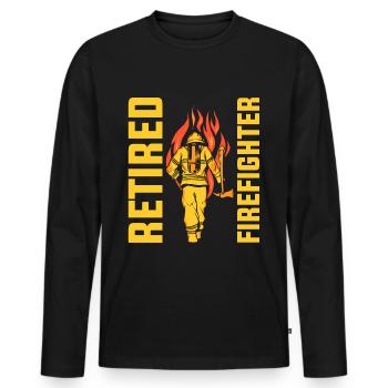 Pompier retraité Retraité Pensionné des pompiers - T-shirt manches longues Premium bio Homme - noir - Devant - Nico (187cm)
