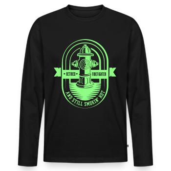 Pompier à la retraite et encore chaud - T-shirt manches longues Premium bio Homme - noir - Devant - Nico (187cm)