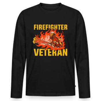 Pompier vétéran Retraite Brigade de pompiers - T-shirt manches longues Premium bio Homme - noir - Devant - Nico (187cm)