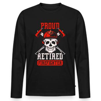 Fier pompier à la retraite Pension de retraité - T-shirt manches longues Premium bio Homme - noir - Devant - Nico (187cm)