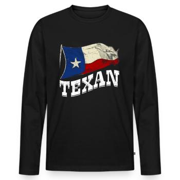 Texan Sayings Texas Pride - Men's Premium Organic Long Sleeve Shirt - black - Front - Nico (187cm)