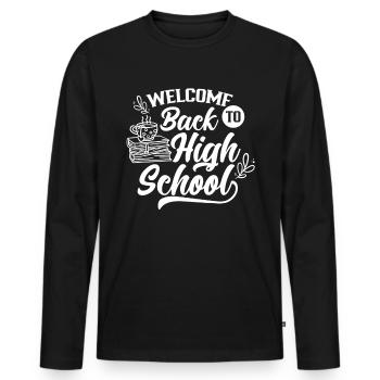 Bienvenue à l’école des enseignants du secondaire - T-shirt manches longues Premium bio Homme - noir - Devant - Nico (187cm)