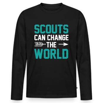 Les scouts peuvent changer le monde Dictons du clan - T-shirt manches longues Premium bio Homme - noir - Devant - Nico (187cm)