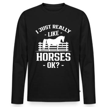 I just like horses very much riding rider horse - Men's Premium Organic Long Sleeve Shirt - black - Front - Nico (187cm)