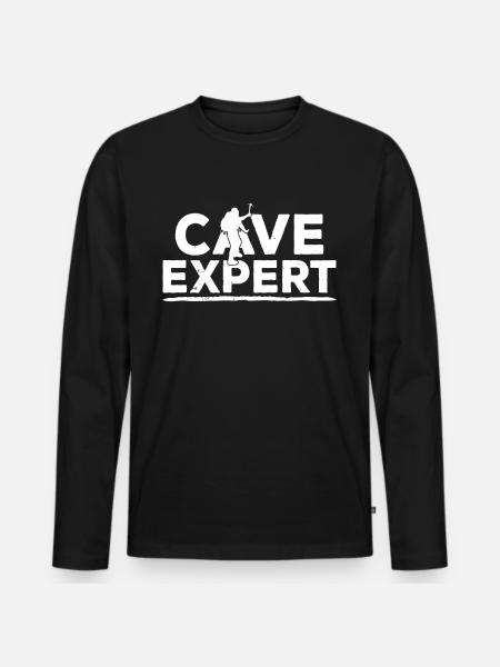 Cave Expert Caving Caving Cave - Men's Premium Organic Long Sleeve Shirt - black