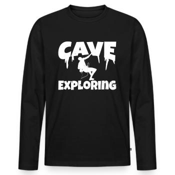 Höhle Erforschen Cave Höhlenwandern Caving - Männer Premium Bio Langarmshirt - Schwarz - Vorne - Nico (187cm)