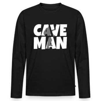 Höhlenmensch Cave Man Höhle Spéléologie Höhlenwandern - T-shirt manches longues Premium bio Homme - noir - Devant - Nico (187cm)