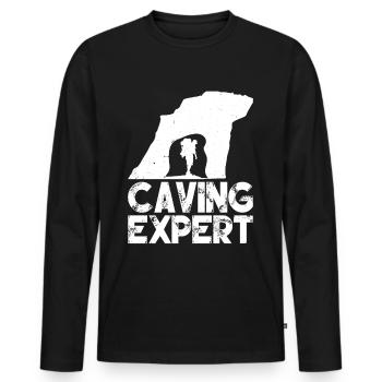Höhlenforscher Höhlenwandern Caving Höhle Cave - Männer Premium Bio Langarmshirt - Schwarz - Vorne - Nico (187cm)