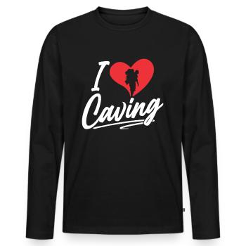 I love caving caving caving - Men's Premium Organic Long Sleeve Shirt - black - Front - Nico (187cm)