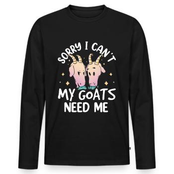 Malheureusement, mes chèvres n’ont pas besoin de moi animal - T-shirt manches longues Premium bio Homme - noir - Devant - Nico (187cm)