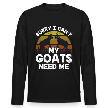Malheureusement, mes chèvres n’ont pas besoin de moi animal - T-shirt manches longues Premium bio Homme - noir - Devant - Nico (187cm)