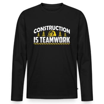 Le travail de construction est un travail d’équipe Travail d’équipe Construction de chantier - T-shirt manches longues Premium bio Homme - noir - Devant - Nico (187cm)