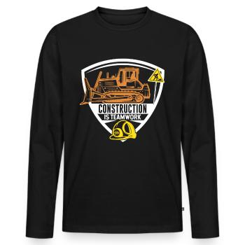 Le travail de construction est un travail d’équipe Construction Travail d’équipe Chantier - T-shirt manches longues Premium bio Homme - noir - Devant - Nico (187cm)