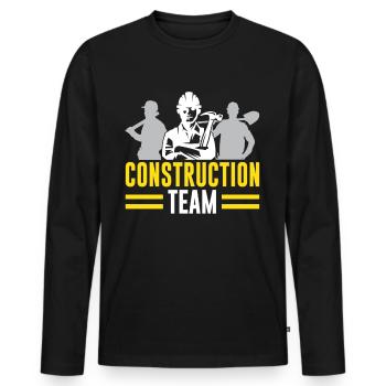 Équipe de construction Travail d’équipe Travail d’équipe Travailleurs de la construction - T-shirt manches longues Premium bio Homme - noir - Devant - Nico (187cm)