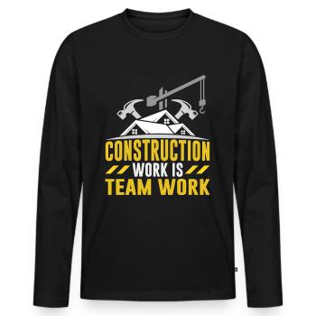 Le travail de construction est un travail d’équipe Travail d’équipe Construction de chantier - T-shirt manches longues Premium bio Homme - noir - Devant - Nico (187cm)