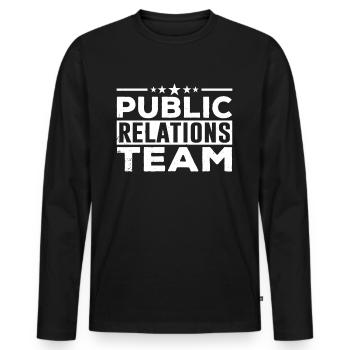 Team Public Relations PR Öffentlichkeitsarbeit - Men's Premium Organic Long Sleeve Shirt - black - Front - Nico (187cm)