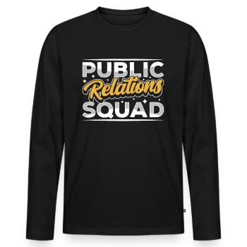 Public Relations Team Öffentlichkeitsarbeit PR - Men's Premium Organic Long Sleeve Shirt - black - Front - Nico (187cm)
