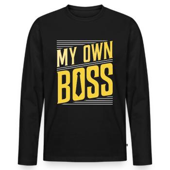 Mon propre patron freelance indépendant - T-shirt manches longues Premium bio Homme - noir - Devant - Nico (187cm)