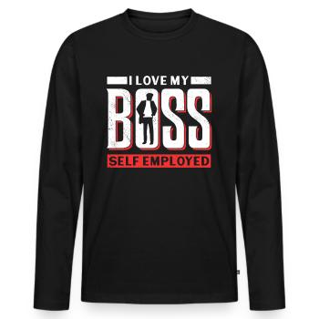 J’aime mon patron indépendant freelance - T-shirt manches longues Premium bio Homme - noir - Devant - Nico (187cm)