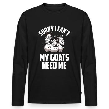 Malheureusement, mes chèvres n’ont pas besoin de moi animal - T-shirt manches longues Premium bio Homme - noir - Devant - Nico (187cm)