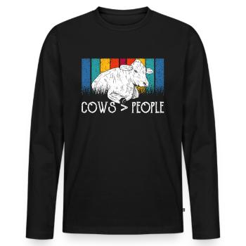 Cows > People Farm Dairy cow Animals Cow - Men's Premium Organic Long Sleeve Shirt - black - Front - Nico (187cm)