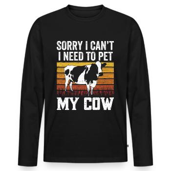 Ne puis-je pas avoir à caresser mes vaches - T-shirt manches longues Premium bio Homme - noir - Devant - Nico (187cm)