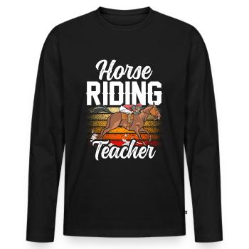 Moniteur d’équitation Cours d’équitation Équitation - T-shirt manches longues Premium bio Homme - noir - Devant - Nico (187cm)