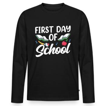 Premier jour d’école Retour à l’école Retour à l’école - T-shirt manches longues Premium bio Homme - noir - Devant - Nico (187cm)