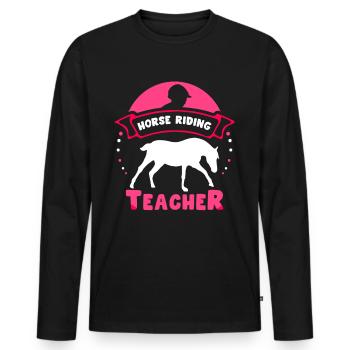 Moniteur d’équitation Cours d’équitation Équitation - T-shirt manches longues Premium bio Homme - noir - Devant - Nico (187cm)