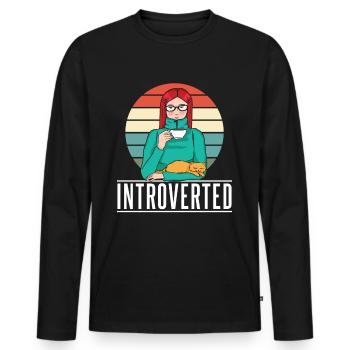Introverted Sarcasm Introverted Shy - Men's Premium Organic Long Sleeve Shirt - black - Front - Nico (187cm)