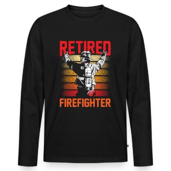 Pompier retraité Retraité Pensionné des pompiers - T-shirt manches longues Premium bio Homme - noir - Devant - Nico (187cm)