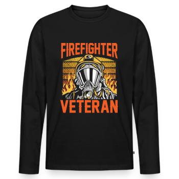 Pompier vétéran Retraite Brigade de pompiers à la retraite - T-shirt manches longues Premium bio Homme - noir - Devant - Nico (187cm)