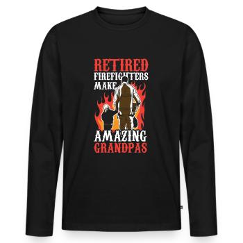 Les pompiers à la retraite sont le grand-père de l’arrière-grand-père - T-shirt manches longues Premium bio Homme - noir - Devant - Nico (187cm)