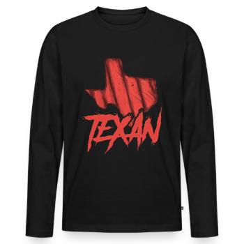 Texan Texas Pride Dictons Texan - T-shirt manches longues Premium bio Homme - noir - Devant - Nico (187cm)