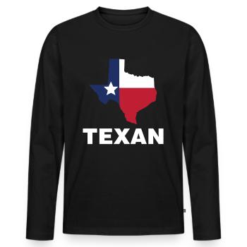 Texan Texas Pride Dictons Texan - T-shirt manches longues Premium bio Homme - noir - Devant - Nico (187cm)