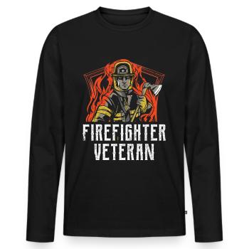 Pompier vétéran Retraite Brigade de pompiers à la retraite - T-shirt manches longues Premium bio Homme - noir - Devant - Nico (187cm)