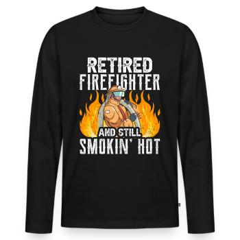 Pompier à la retraite et encore chaud - T-shirt manches longues Premium bio Homme - noir - Devant - Nico (187cm)