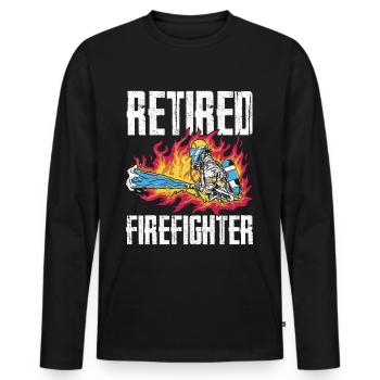 Pompier retraité Retraité Pensionné des pompiers - T-shirt manches longues Premium bio Homme - noir - Devant - Nico (187cm)