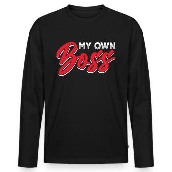Mon propre patron Indépendant Freelance - T-shirt manches longues Premium bio Homme - noir - Devant - Nico (187cm)