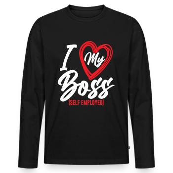 J’aime mon patron indépendant freelance - T-shirt manches longues Premium bio Homme - noir - Devant - Nico (187cm)