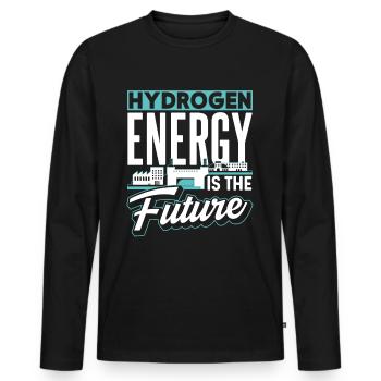 L’énergie de l’hydrogène est l’avenir L’hydrogène - T-shirt manches longues Premium bio Homme - noir - Devant - Nico (187cm)