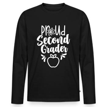 Proud Second Grader School Teacher Second Class - Men's Premium Organic Long Sleeve Shirt - black - Front - Nico (187cm)