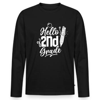 Hello 2nd Class Second Grader Second Class - Men's Premium Organic Long Sleeve Shirt - black - Front - Nico (187cm)
