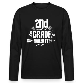 Second Class Direct Hit Teacher Second Grader - Men's Premium Organic Long Sleeve Shirt - black - Front - Nico (187cm)