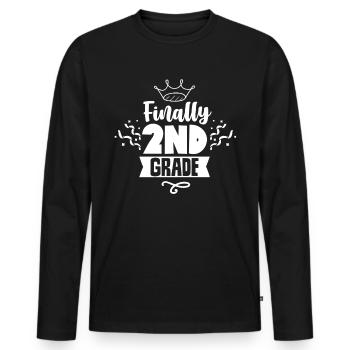 Finally Second Class Second Grader Teacher School - Men's Premium Organic Long Sleeve Shirt - black - Front - Nico (187cm)