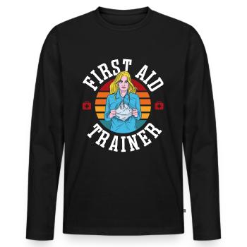 Erste Hilfe Ausbilder Sofortmaßnahmen Kurs Lehrer - Männer Premium Bio Langarmshirt - Schwarz - Vorne - Nico (187cm)