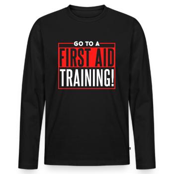 Participer à un instructeur de secourisme - T-shirt manches longues Premium bio Homme - noir - Devant - Nico (187cm)